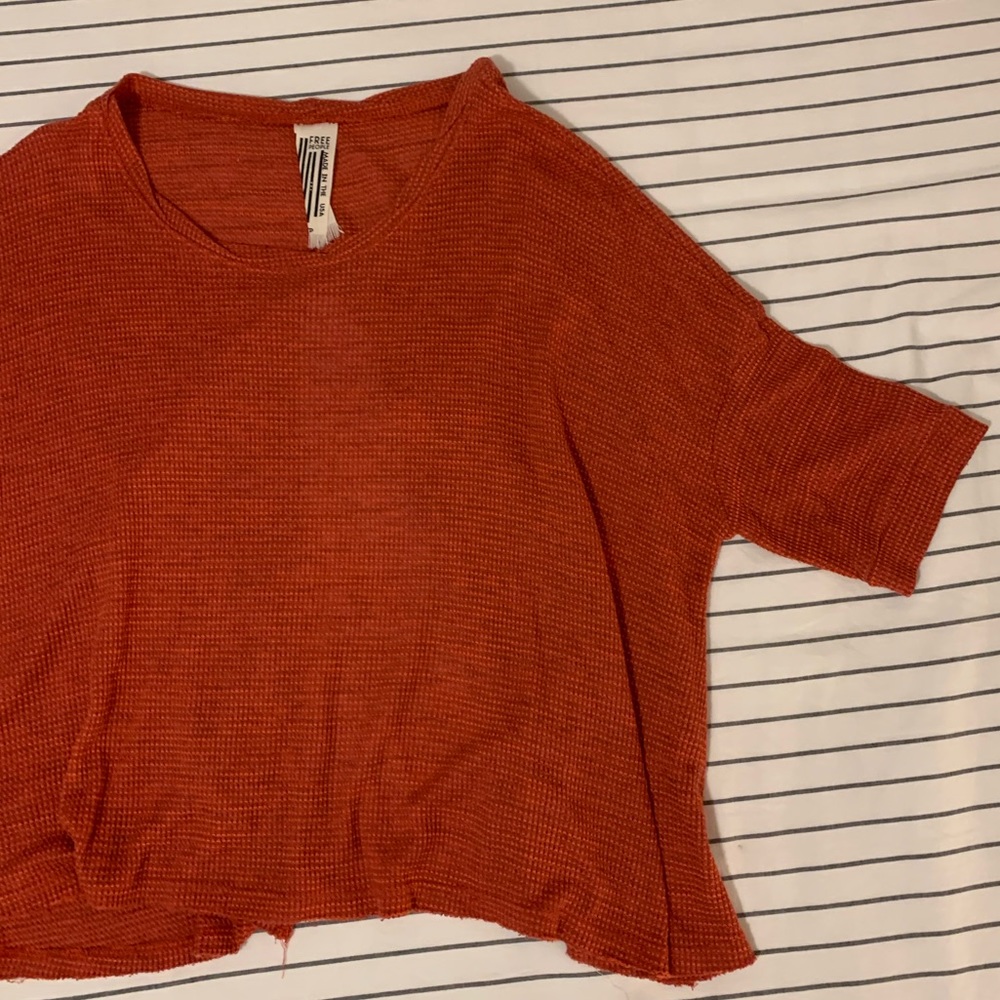 Free People split back waffle short sleeve shirt